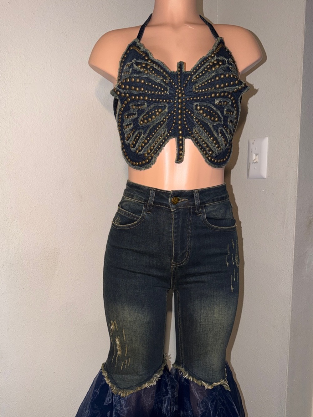 Denim Set Mermaid Flare Jeans – Navy Blue
